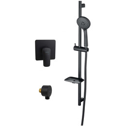 Набор смесителей 3 в 1 для душа Aquatek Вега AQ1076MB, чёрный матовый, Цвет производителя: чёрный матовый фото 