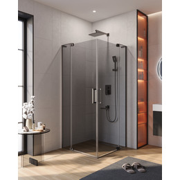 Душевое ограждение Cezares (80-90)x(100-110) SLIDER-AH-2-80/90-100/110-GRIGIO-GM (стекло 8 мм) оружейная сталь/тонированное фото 