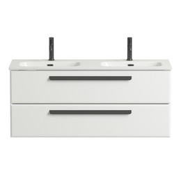 Тумба подвесная с раковиной Cezares 120 см ECO-CER-N-1200-2C-SO-2-BL (раковина CZR-8073-120-2) bianco lucido фото 