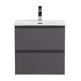 Тумба подвесная с раковиной Belbagno 50 см KRAFT 39-500/390-2C-SO-GSO (раковина BB500/390ETL) тёмно-серый матовый фото 