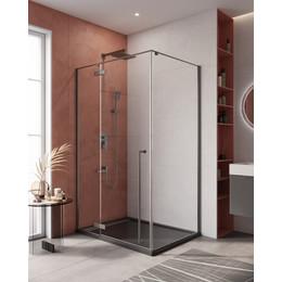 Душевое ограждение Cezares 1200x900 LINER-AH-1-120/90-C-GM-L, оружейная сталь/прозрачное фото 