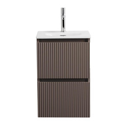 Тумба подвесная с раковиной BelBagno 40 см UNO-MINI-400-2C-SO-СO, бежевый матовый фото 