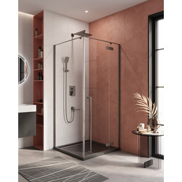 Душевое ограждение Cezares 900x900 LINER-A-1-90-C-GM-R, оружейная сталь/прозрачное фото 