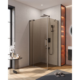 Душевое ограждение Cezares 80x(90-100) SLIDER-AH-1-80-90/100-BR-GM (стекло 8 мм) оружейная сталь/тонированное фото 