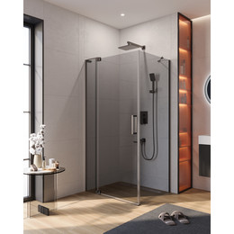 Душевое ограждение Cezares 80x(90-100) SLIDER-AH-1-80-90/100-GRIGIO-GM (стекло 8 мм) оружейная сталь/тонированное фото 