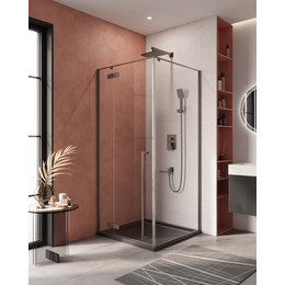 Душевое ограждение Cezares 900x900 LINER-A-1-90-C-GM-L, оружейная сталь/прозрачное фото 