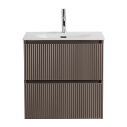 Тумба подвесная с раковиной BelBagno 60 см UNO-600-2C-SO-СO, бежевый матовый фото 