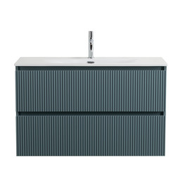Тумба подвесная с раковиной BelBagno 100 см UNO-MINI-1000-2C-SO-AO, голубой матовый фото 