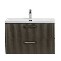 Тумба подвесная с раковиной BelBagno 80 см DUE-800-2C-SO-GM-P, оружейная сталь фото 