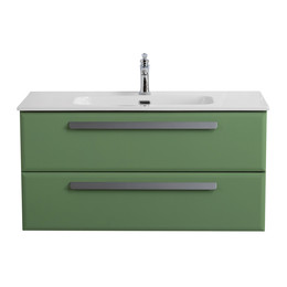 Тумба подвесная с раковиной Cezares 100 см ECO-CER-N-1000-2C-SO-PS-P (раковина CZR-8095-100) фисташковый софт фото 