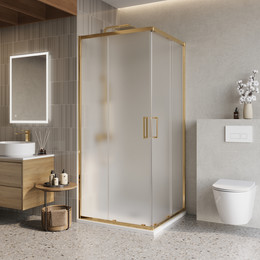 Душевое ограждение BelBagno 900 LUCE-A-2-90-P-ORO, золото/матовое фото 