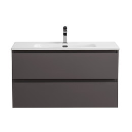 Тумба подвесная с раковиной Belbagno 90 см KRAFT-900-2C-SO-GSO (раковина BB-8099-90) тёмно-серый матовый фото 