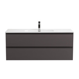 Тумба подвесная с раковиной Belbagno 120 см KRAFT-1200-2C-SO-GSO (раковина BB-8099-120) тёмно-серый матовый фото 