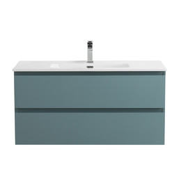 Тумба подвесная с раковиной Belbagno 100 см KRAFT-1000-2C-SO-AO (раковина BB1000ETL) голубой матовый фото 