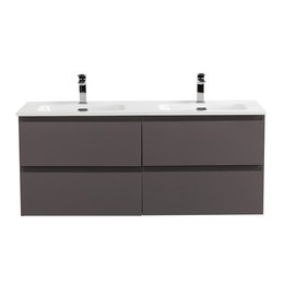 Тумба подвесная с раковиной Belbagno 120 см KRAFT-1200-4C-SO-GSO (раковина BB-8099-120) тёмно-серый матовый фото 