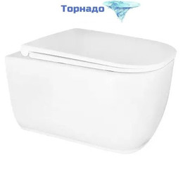 Унитаз подвесной безободковый Azario RIANO AZ-2808E с крышкой микролифт (Система смыва торнадо) фото 