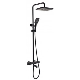 Душевая стойка с термостатом Grocenberg GB7005BL, чёрный матовый фото 