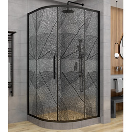 Душевое ограждение Avacan 80х80 см HB80, чёрный/узор фото 