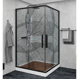 Душевое ограждение Avacan (100-110)х(100-110) см KB100, чёрный/узор фото 