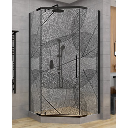 Душевое ограждение Avacan 100х100 см PB100, чёрный/узор фото 