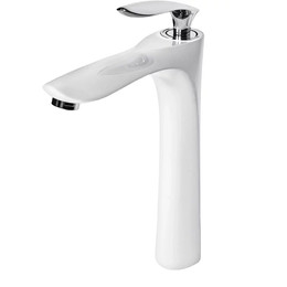 Смеситель для умывальника высокий Grocenberg GB3001WC, белый хром фото 