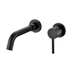 Смеситель для раковины настенный Grocenberg GB511BL (со скрытой частью) чёрный матовый фото 