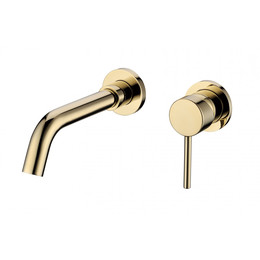 Смеситель для раковины настенный Grocenberg GB511GO (со скрытой частью) золото фото 