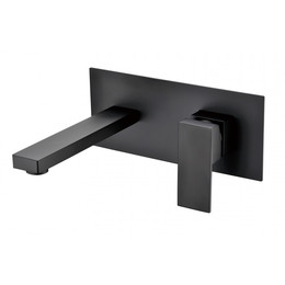 Смеситель для раковины настенный Grocenberg GB588BL (со скрытой частью) чёрный матовый фото 