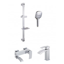 Набор смесителей 3 в 1 для ванны с коротким изливом Grocenberg GB1007CR фото 