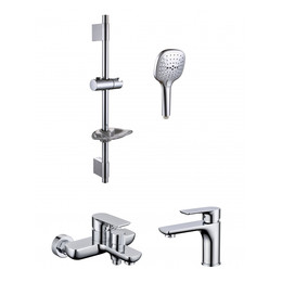 Набор смесителей 3 в 1 для ванны с коротким изливом Grocenberg GB1009CR фото 