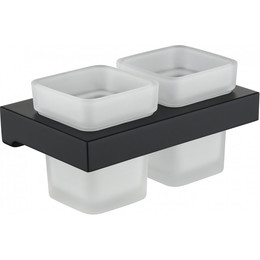 Двойной стакан для зубных щеток Grocenberg AC0022BL, цвет чёрный матовый фото 