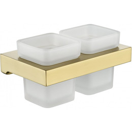 Двойной стакан для зубных щеток Grocenberg AC0022MG, цвет матовое золото фото 