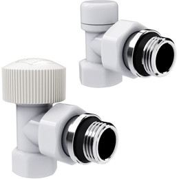 Вентиль термостатический угловой Royal Thermo Design 1/2"М30х1,5 RATVDU11212WH, белый фото 