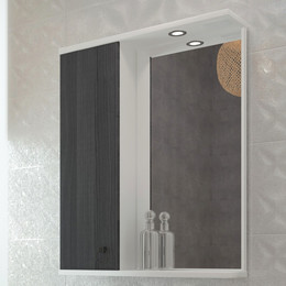 Зеркало-шкаф EvaGold Arcada 65 см L EG010154, белый глянец/серая лиственница фото 