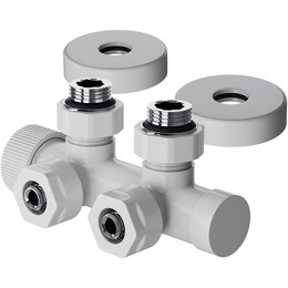 Узел нижнего подключения термостатический угловой Royal Thermo Design Pro 15мм М30х1,5 RANPU11215WH, белый фото 