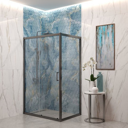 Душевое ограждение EvaGold 120х90 см EG220073, оружейная сталь/прозрачное фото 