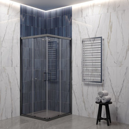 Душевое ограждение EvaGold 100х100 см EG220075, оружейная сталь/прозрачное фото 