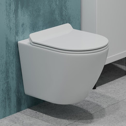 Унитаз подвесной безободковый EvaGold EG070001 с тонкой крышкой микролифт фото 