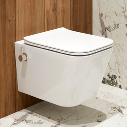 Унитаз-биде подвесной безободковый EvaGold EG070016 с тонкой крышкой микролифт фото 