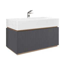 Тумба подвесная с раковиной Jorno Filoro 90 см Fil.01.90/P/A/JR, антрацит фото 