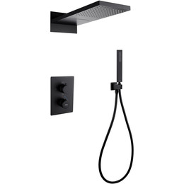 Душевая система для душа с термостатом Abber Weiss Insel AF8052B, чёрный матовый фото 