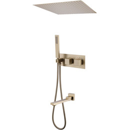 Душевая система для ванны с термостатом Abber Daheim AF8254G, золото матовый фото 