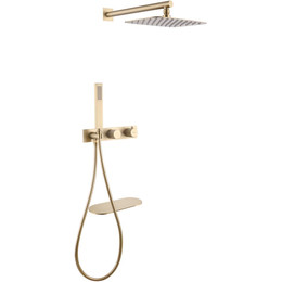 Душевая система для ванны с термостатом Abber Rund AF8750G, золото матовый фото 