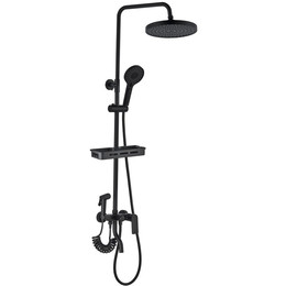 Душевая стойка с гигиеническим душем и полкой EvaGold Mau EG400060, чёрный фото 