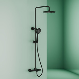 Душевая стойка с термостатом Sancos Game SC3002MB, чёрный матовый фото 