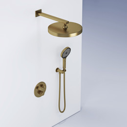 Душевая система для душа с термостатом Sancos Space SC3006BG, брашированные золото фото 