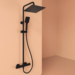 Душевая стойка с термостатом Sancos Kanedo SC7100MB, чёрный матовый фото 