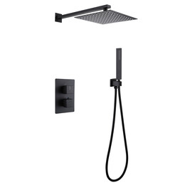 Душевая система для душа с термостатом Abber Daheim AF8251B, чёрный матовый фото 