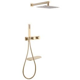 Душевая система для ванны с термостатом Abber Rund AF8750G, золото матовый фото 
