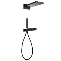 Душевая система для душа с термостатом Abber Rund AF8752B, черный матовый фото 
